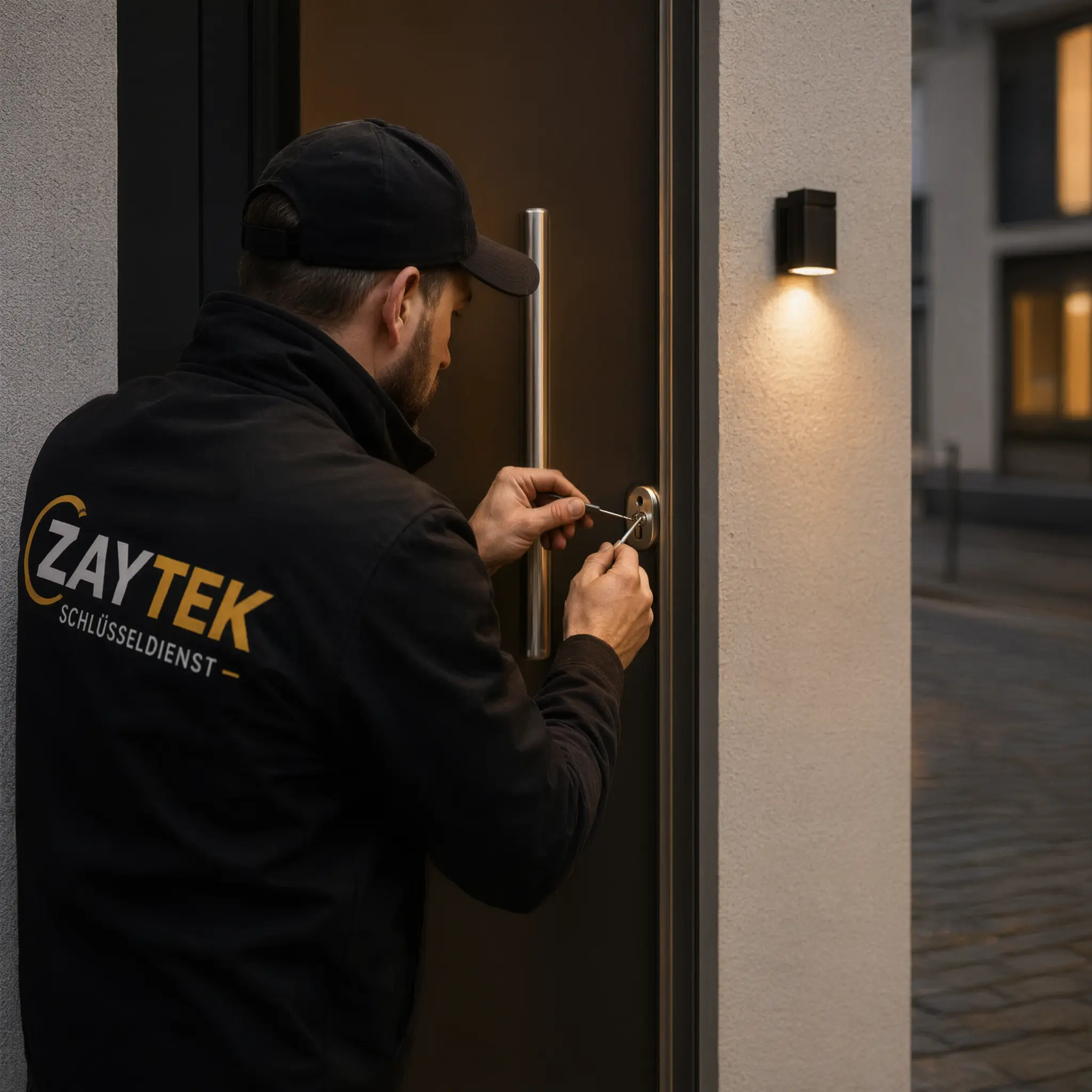 Professioneller Schlüsseldienst bei einer Türöffnung